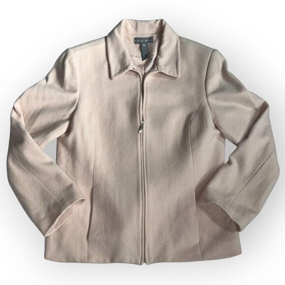 Kate Hill Women's Full Zip Pink Jackets Coat Wool Blend Solid Long Sleeve Size 6 - Picture 1 of 12